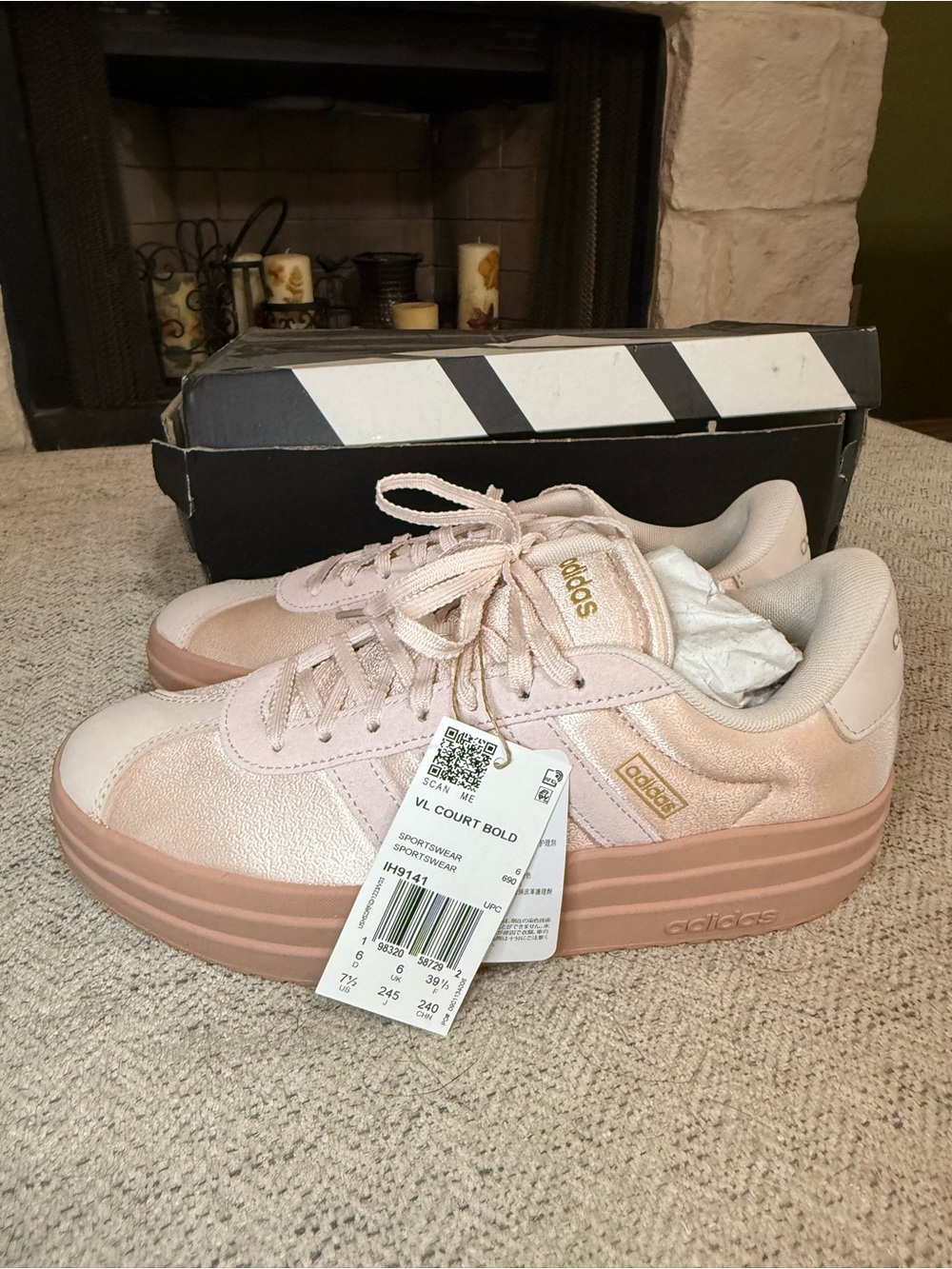 adidas VL Court Bold Platform Sneakers in WONDER QUARTZ/WONDER QUARTZ/PINK GUM